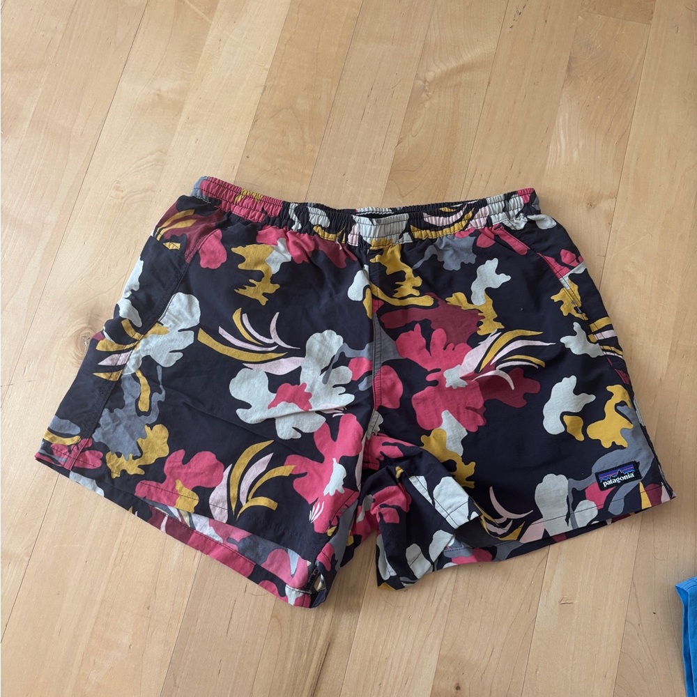 Patagonia Women's Baggies Floral Athletic Shorts - Black, Red, Yellow